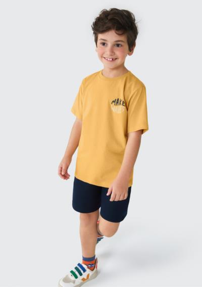 Conjunto SM. Meia Malha. Camiseta: Algodão + Poliéster. Bermuda: Algodão